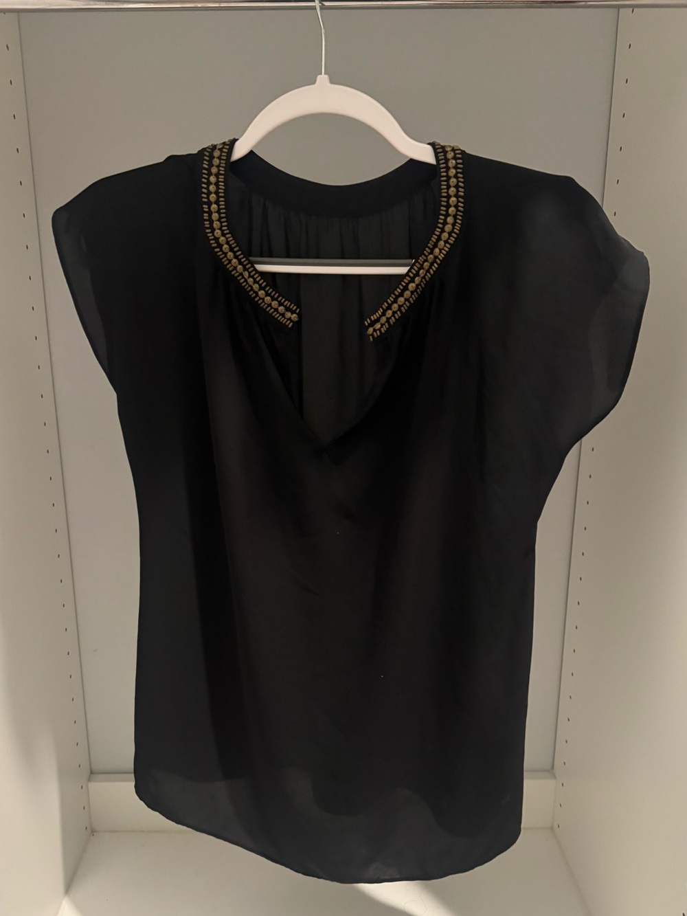 LOFT Black Beaded Neck Blouse - Women XXS